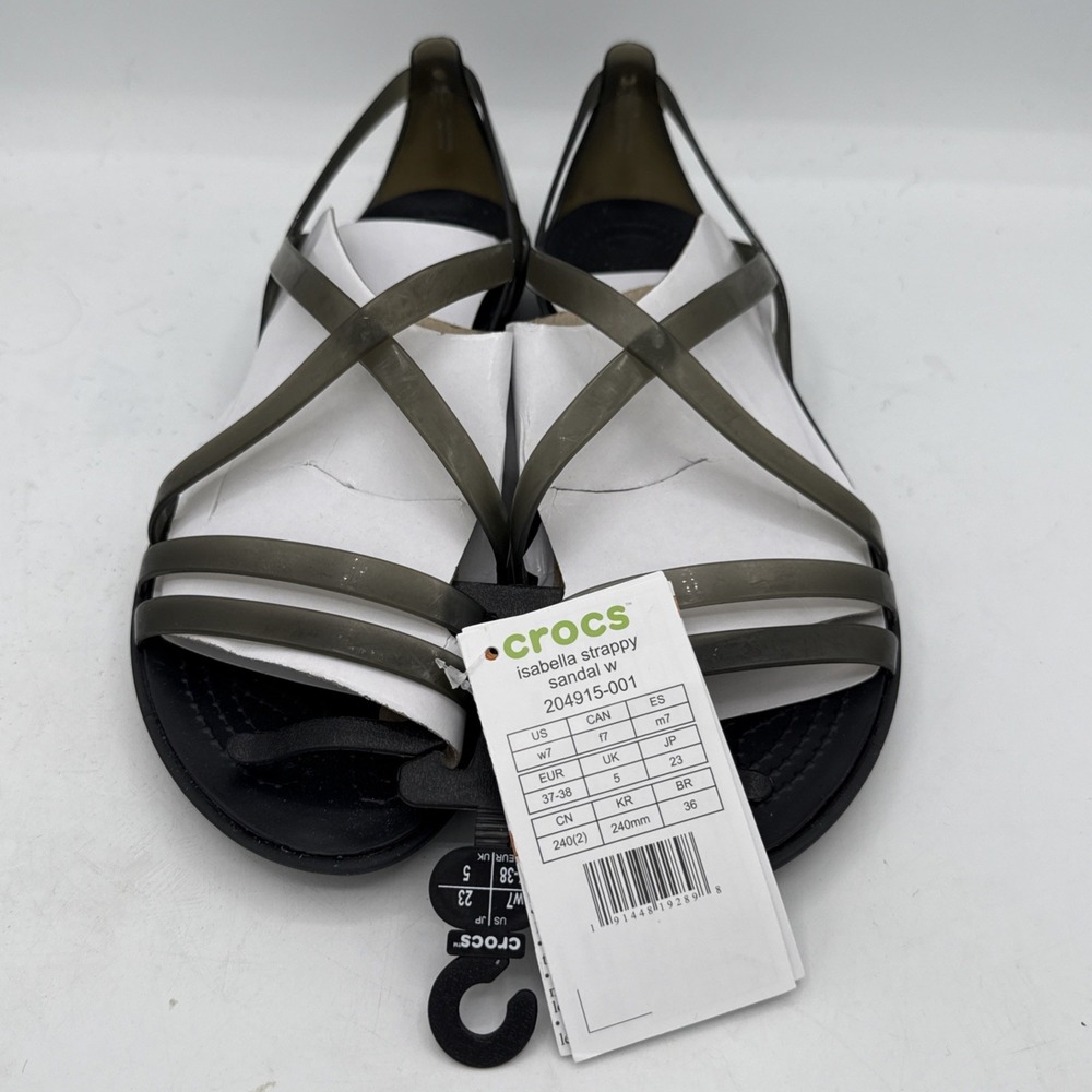 Crocs Isabella Strappy Sandals Womens Size 7 W7 Gray Jelly Flats Comfort NWT